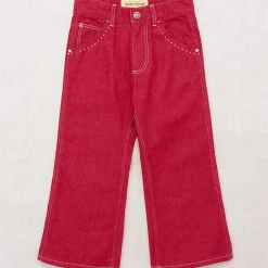 Slim Flared Jeans in Vintage Red Denim by Misha & Puff