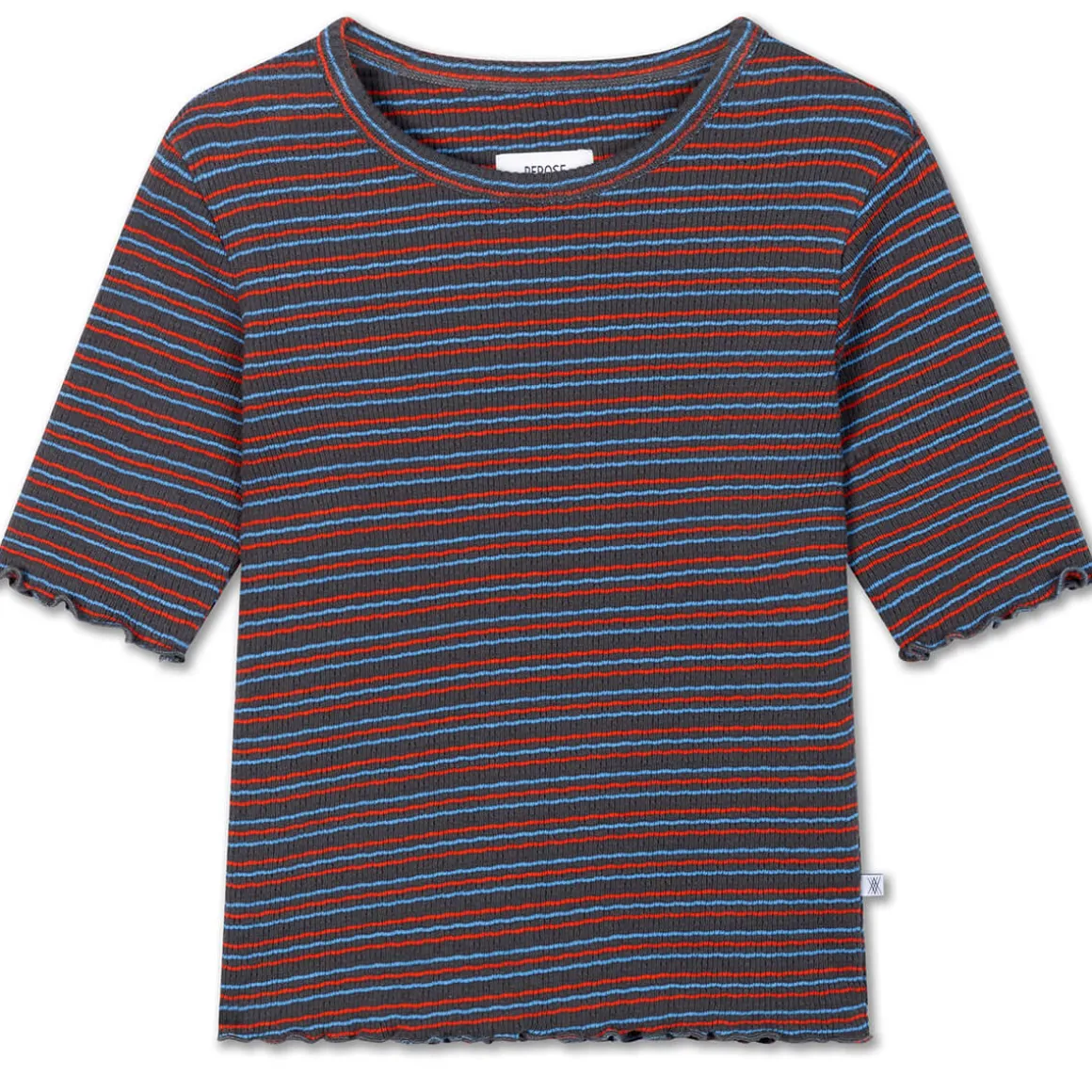 Slim Tee in Fine Grey Fiesta Stripe by Repose AMS