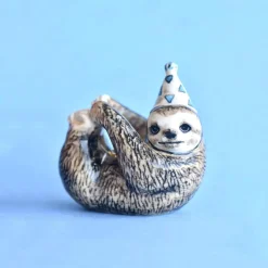 Sloth Party Animal Ceramic Cake Topper by Camp Hollow