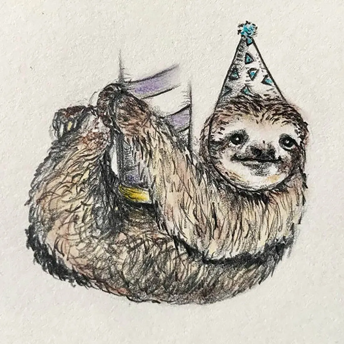 Sloth Party Animal Ceramic Cake Topper by Camp Hollow
