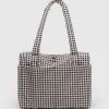 Small Cloud Carry-On Bag in Black and White Gingham by Baggu