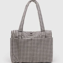Small Cloud Carry-On Bag in Black and White Gingham by Baggu