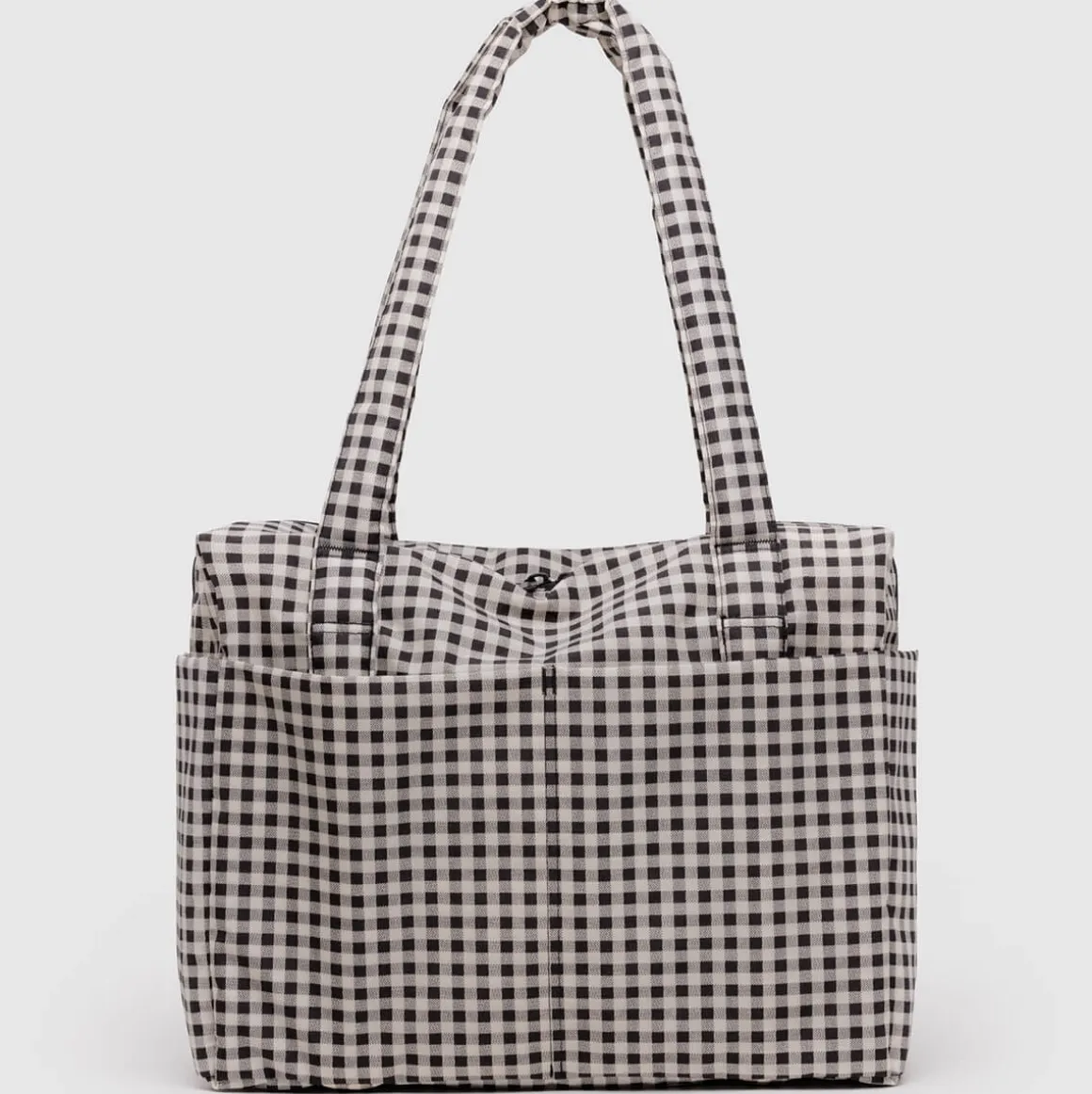 Small Cloud Carry-On Bag in Black and White Gingham by Baggu