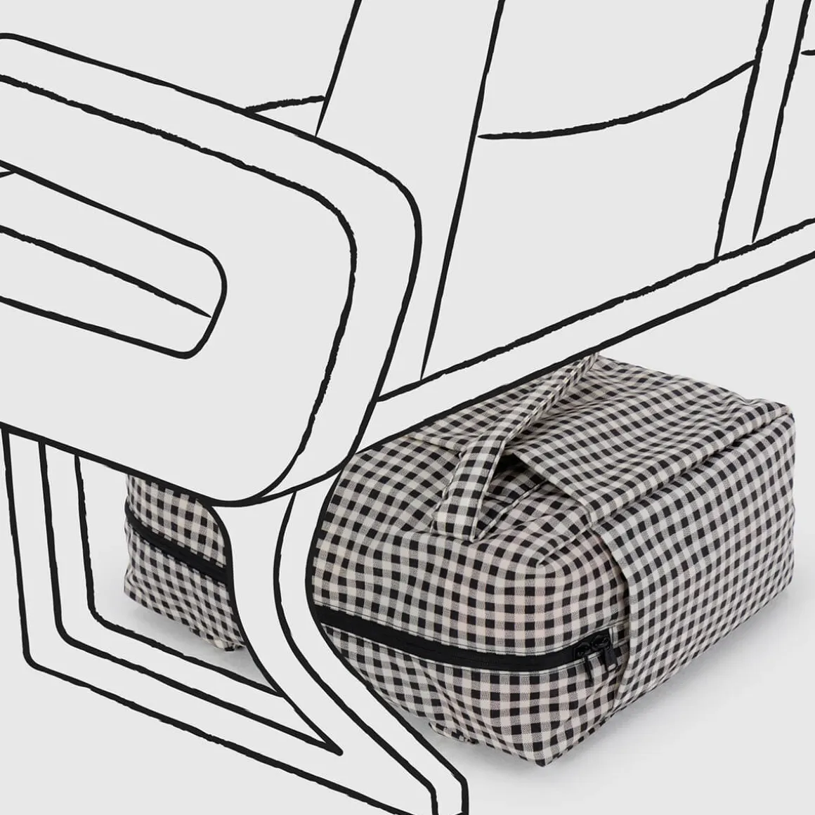 Small Cloud Carry-On Bag in Black and White Gingham by Baggu