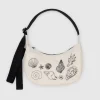 Small Nylon Crescent Bag in Embroidered Shells by Baggu