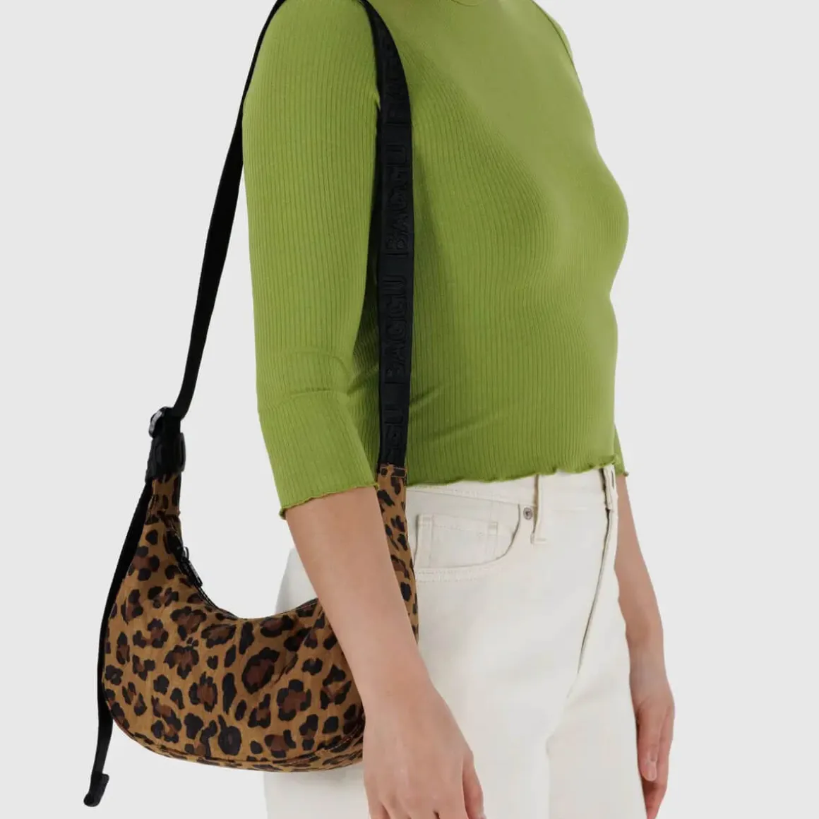 Small Nylon Crescent Bag in Leopard by Baggu