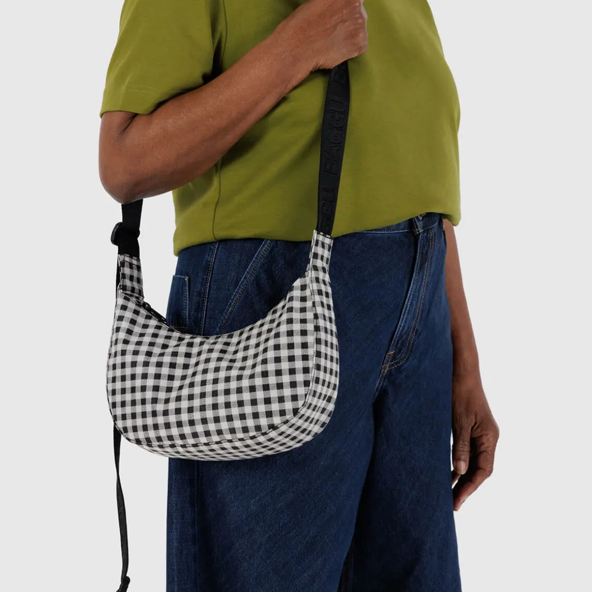 Small Nylon Sling in Black and White Gingham by Baggu