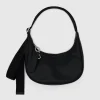 Small Recycled Leather Crescent Bag in Black by Baggu