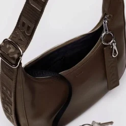 Small Recycled Leather Crescent Bag in Brown by Baggu