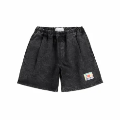 Smiling Black Denim Bermuda Shorts by Bobo Choses
