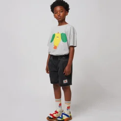 Smiling Black Denim Bermuda Shorts by Bobo Choses