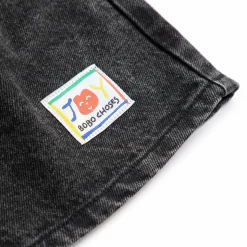 Smiling Black Denim Bermuda Shorts by Bobo Choses