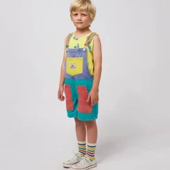Smiling Colour Block Denim Dungarees by Bobo Choses