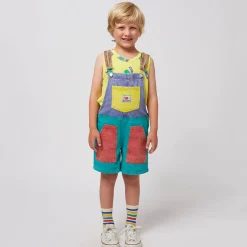 Smiling Colour Block Denim Dungarees by Bobo Choses
