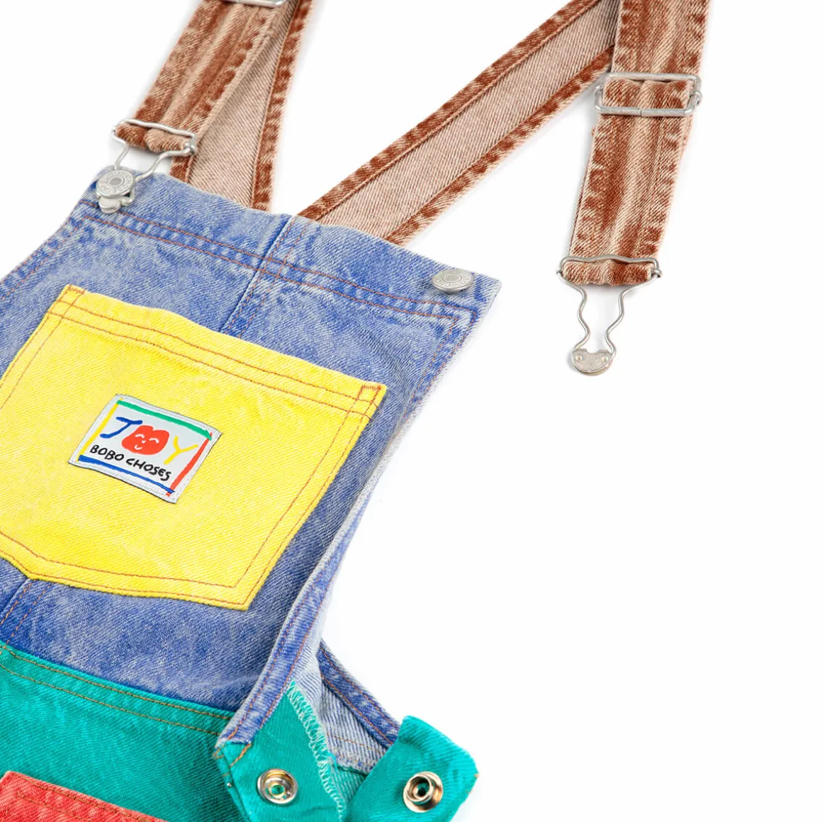 Smiling Colour Block Denim Dungarees by Bobo Choses