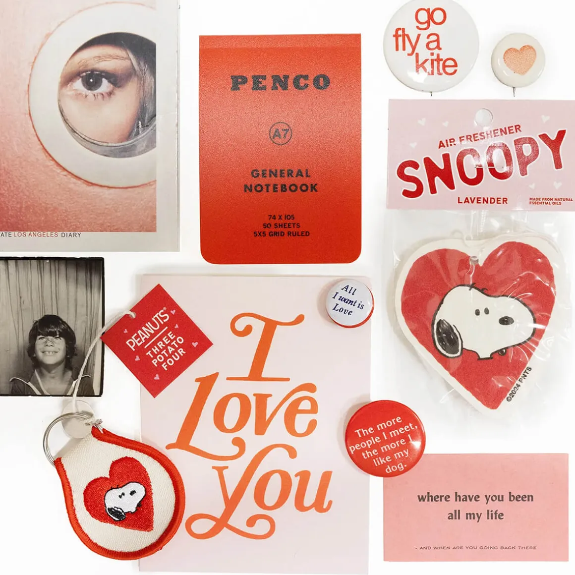 Snoopy Heart Patch Keychain by Three Potato Four X Peanuts