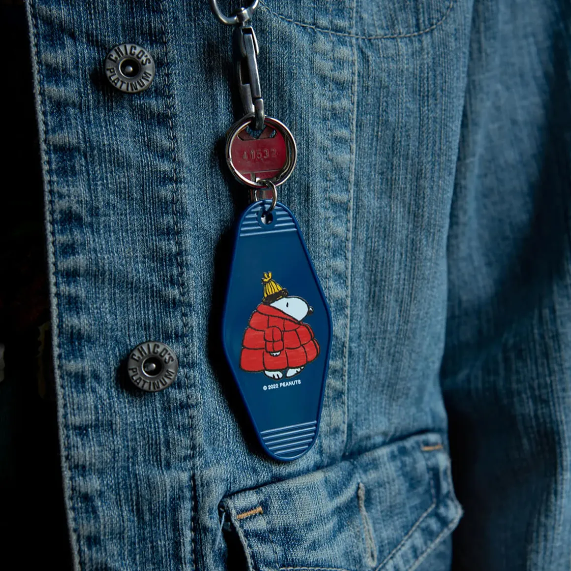 Snoopy Puffy Coat Motel Key Tag by Three Potato Four X Peanuts
