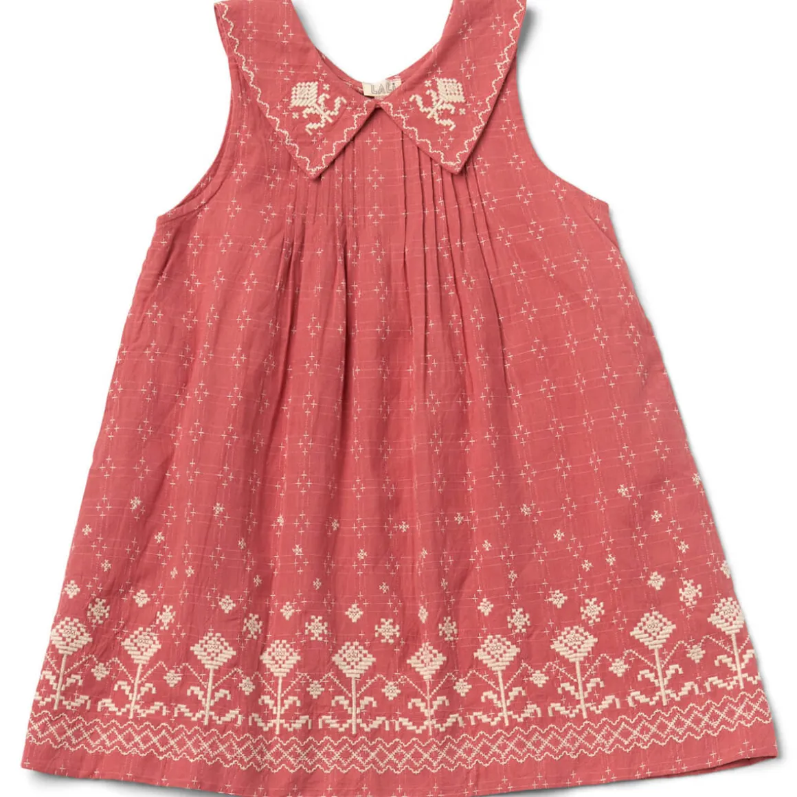 Sofia Dress in Coral Cross Stitch by Lali