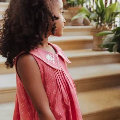 Sofia Dress in Coral Cross Stitch by Lali