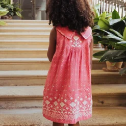 Sofia Dress in Coral Cross Stitch by Lali