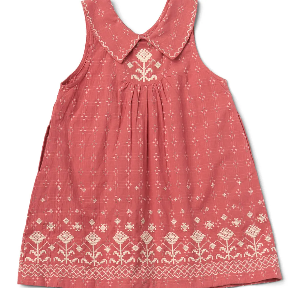 Sofia Dress in Coral Cross Stitch by Lali