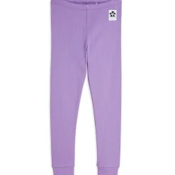 Solid Rib Leggings in Purple by Mini Rodini