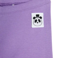 Solid Rib Leggings in Purple by Mini Rodini