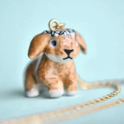 Spring Bunny Ceramic Pendant by Camp Hollow