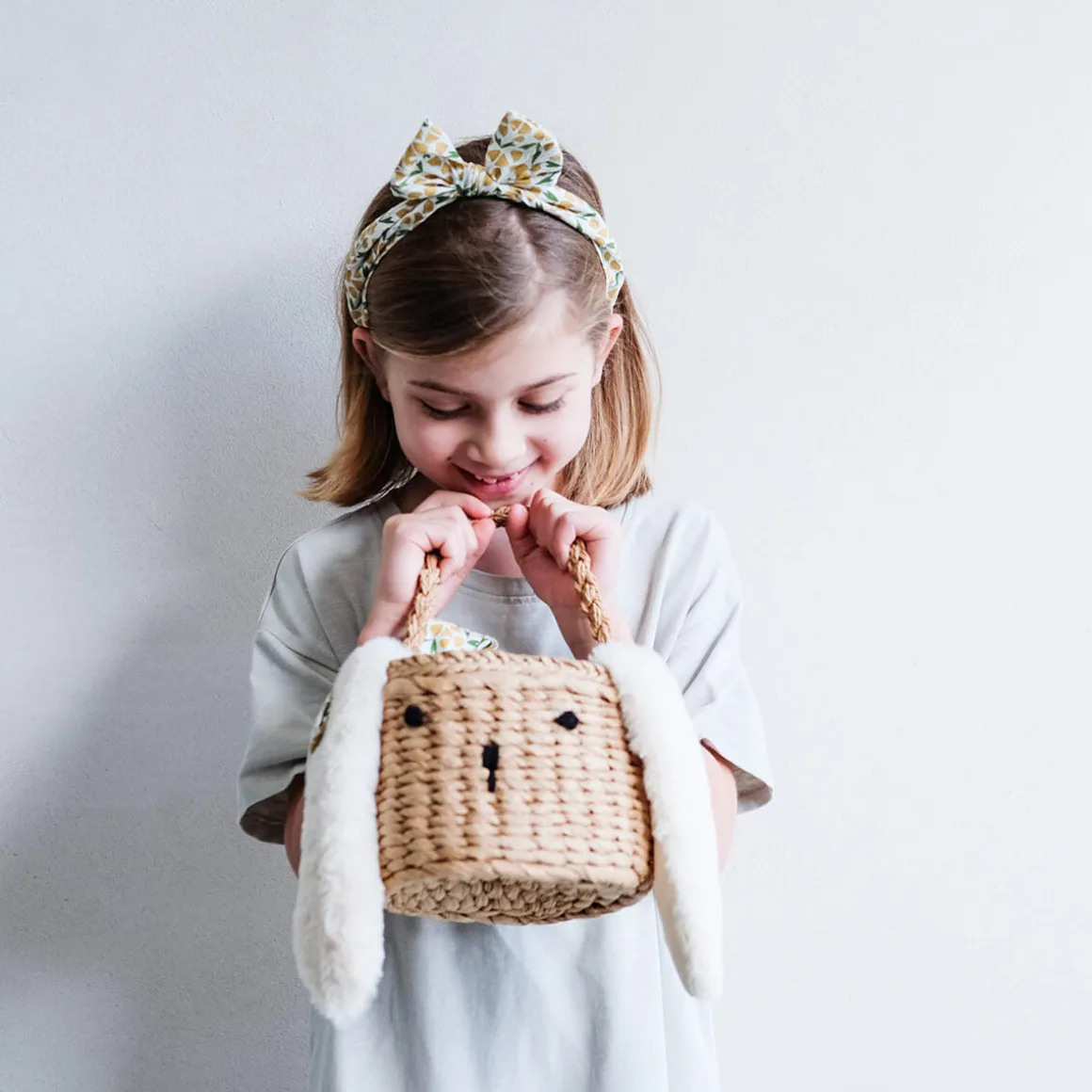 Spring Easter Basket in Yellow Floral by Mimi & Lula