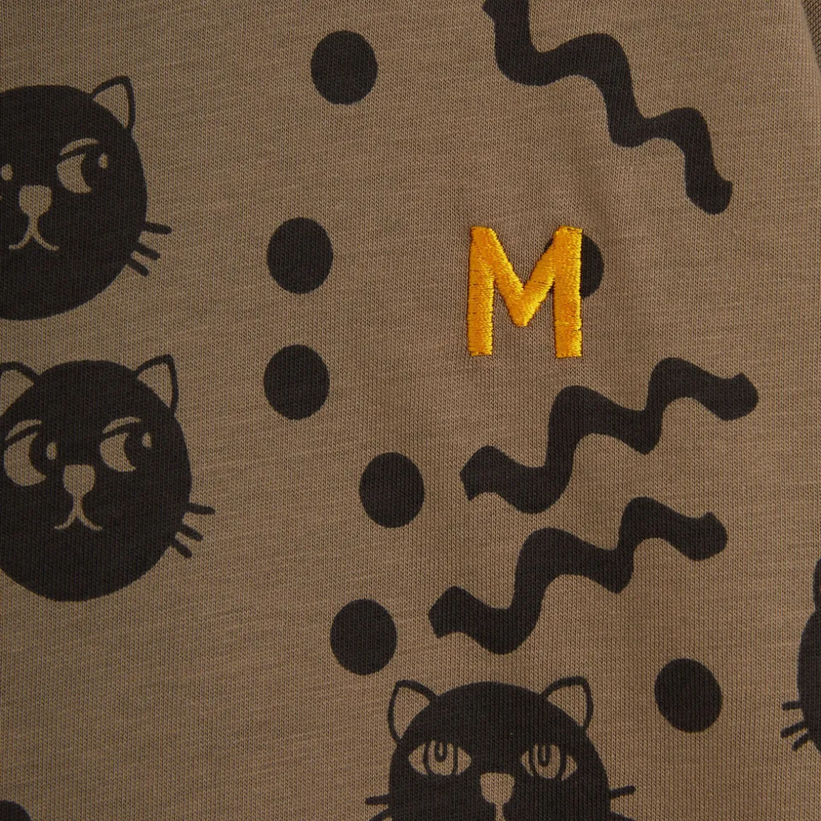 Squiggly Cats Long Sleeve T Shirt in Brown by Mini Rodini