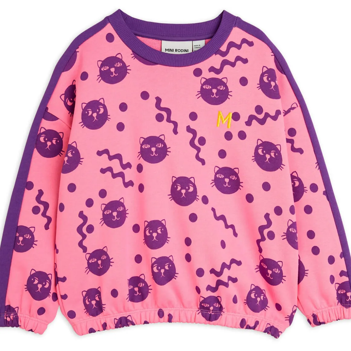 Squiggly Cats Sweatshirt in Pink by Mini Rodini