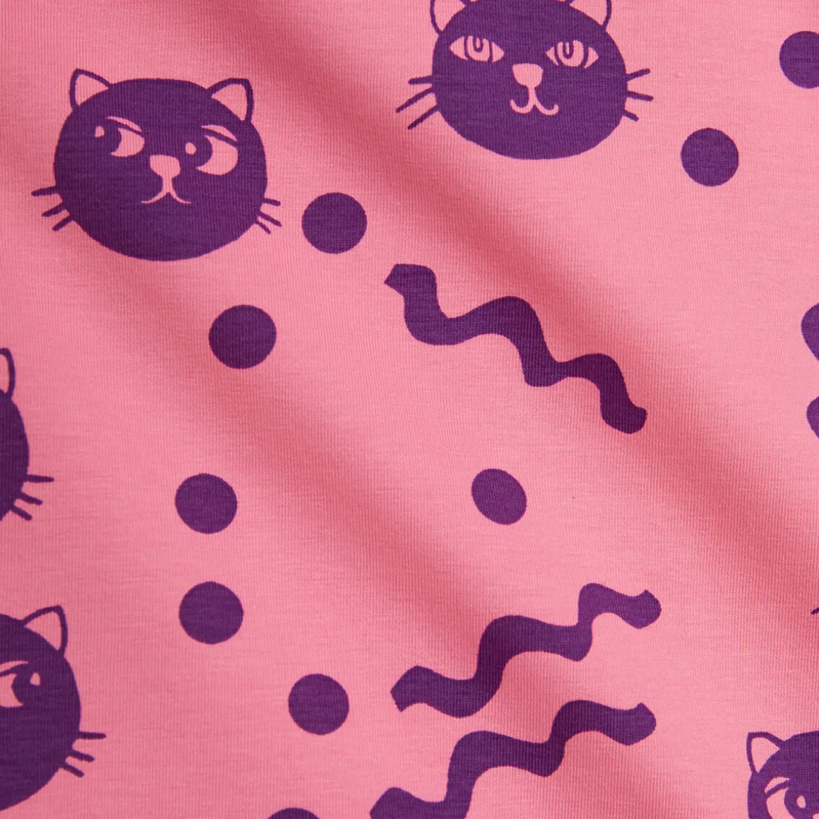 Squiggly Cats T Shirt in Pink by Mini Rodini
