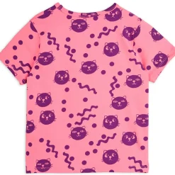 Squiggly Cats T Shirt in Pink by Mini Rodini