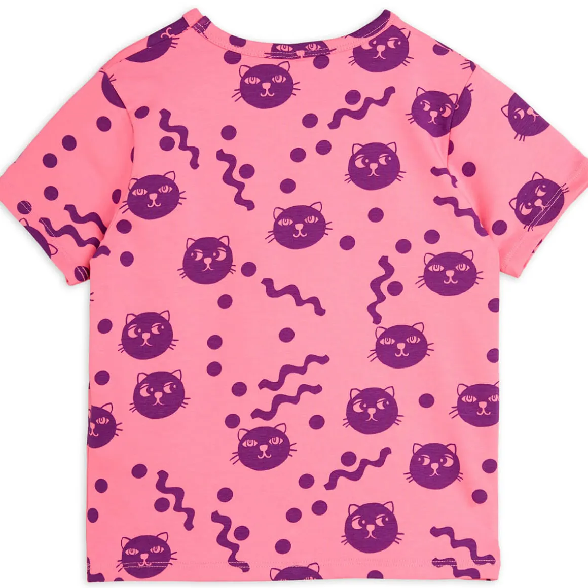 Squiggly Cats T Shirt in Pink by Mini Rodini