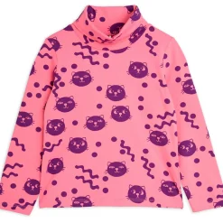 Squiggly Cats Turtleneck in Pink by Mini Rodini