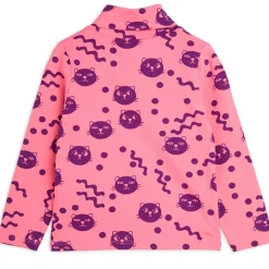 Squiggly Cats Turtleneck in Pink by Mini Rodini