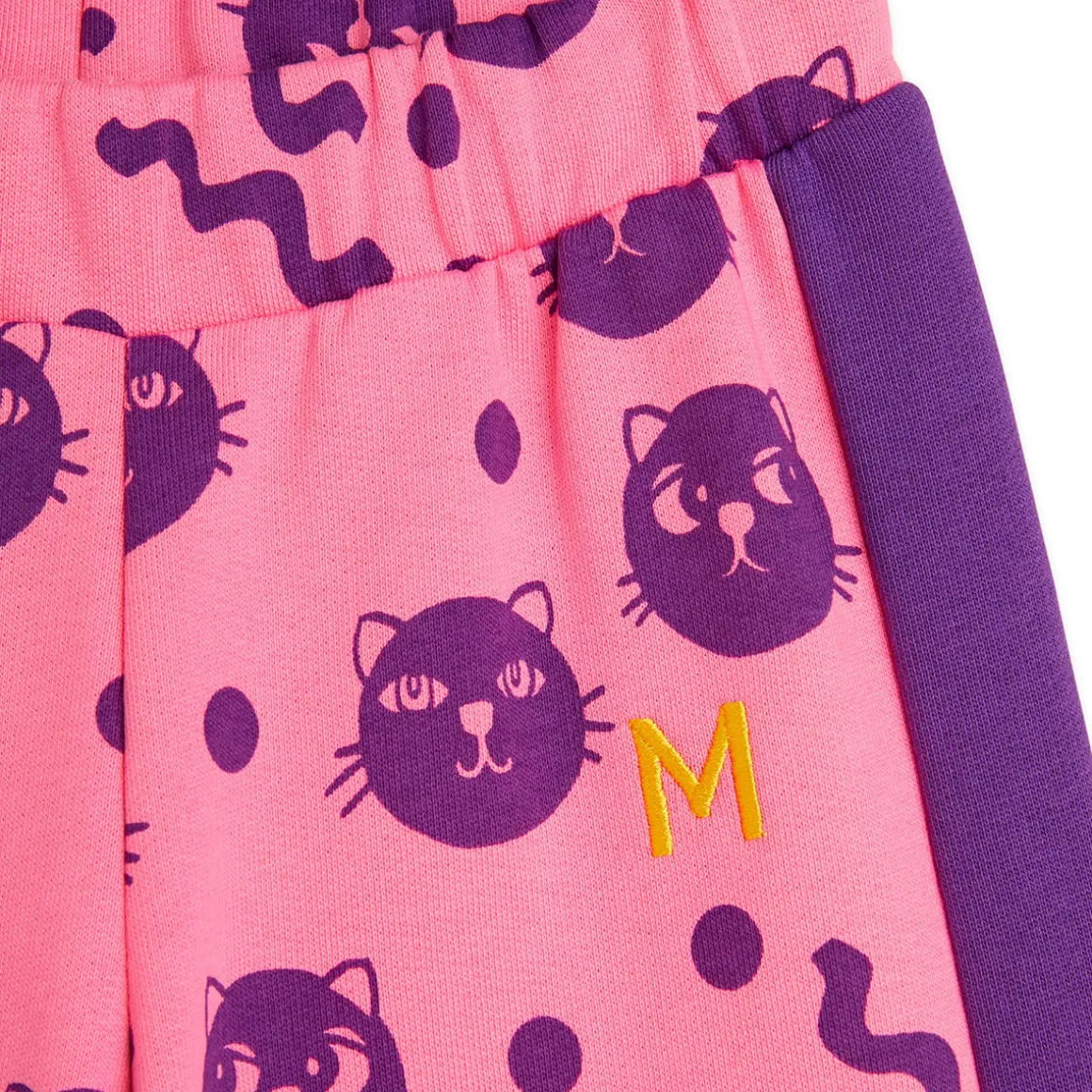 Squiggly Cat Sweatpants in Pink by Mini Rodini