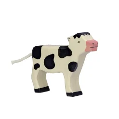 Standing Black and White Calf by Holztiger