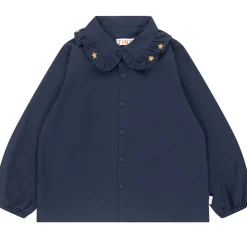 Stars Frill Collar Shirt in Navy by Tinycottons