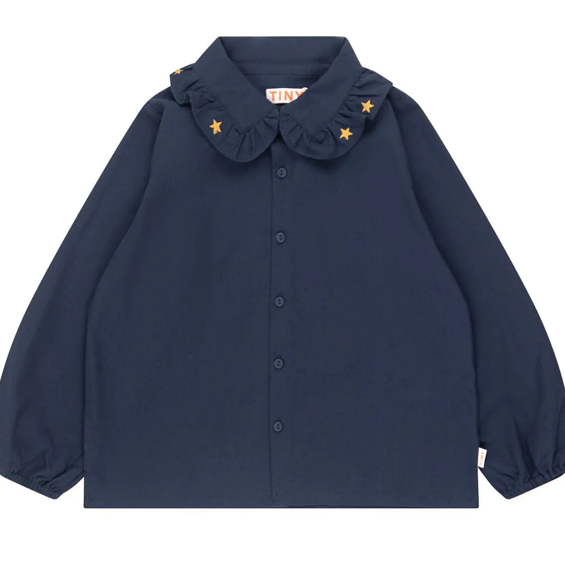 Stars Frill Collar Shirt in Navy by Tinycottons