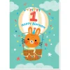 1st Birthday Balloon Greetings Card by Grace Habib for Stormy Knight