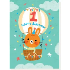 1st Birthday Balloon Greetings Card by Grace Habib for Stormy Knight