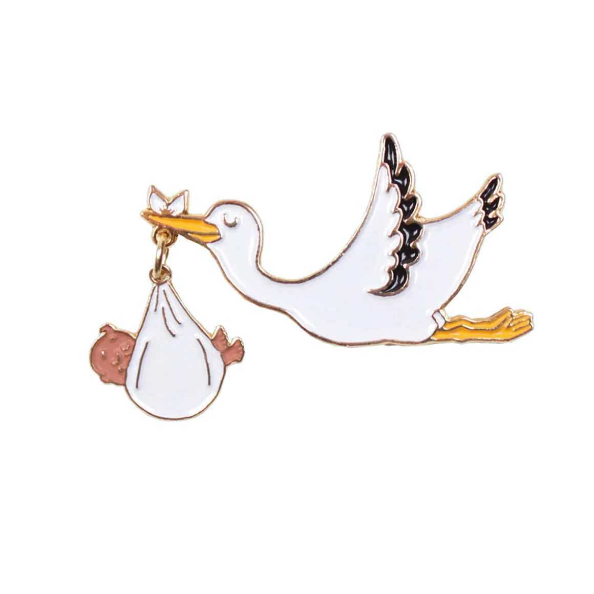 Stork Enamel Pin Badge in Black by Coucou Suzette