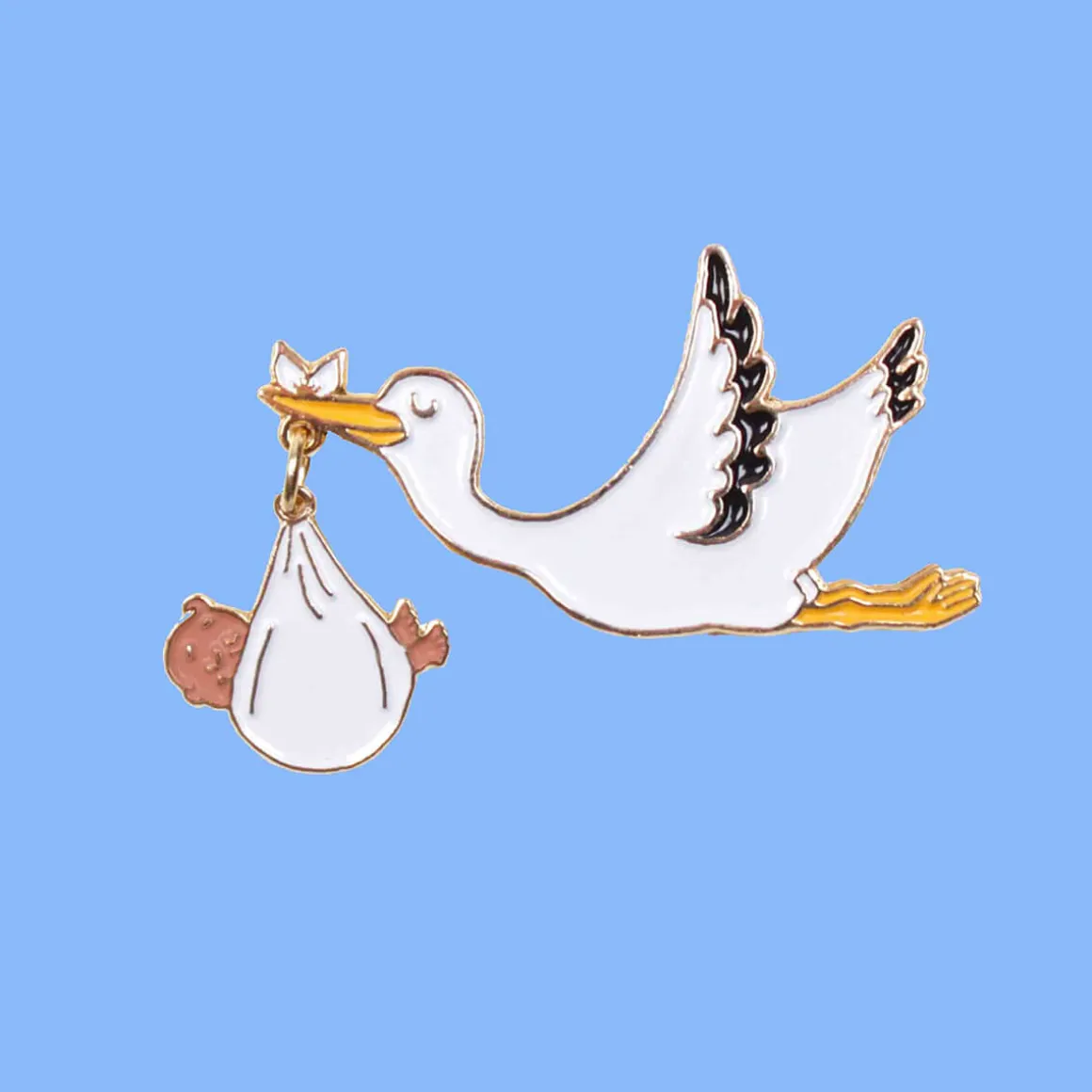 Stork Enamel Pin Badge in Black by Coucou Suzette
