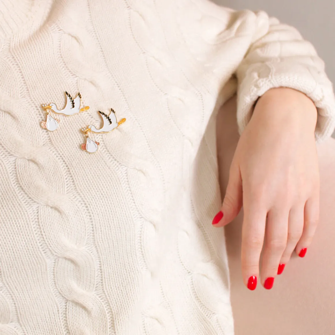 Stork Enamel Pin Badge in Black by Coucou Suzette