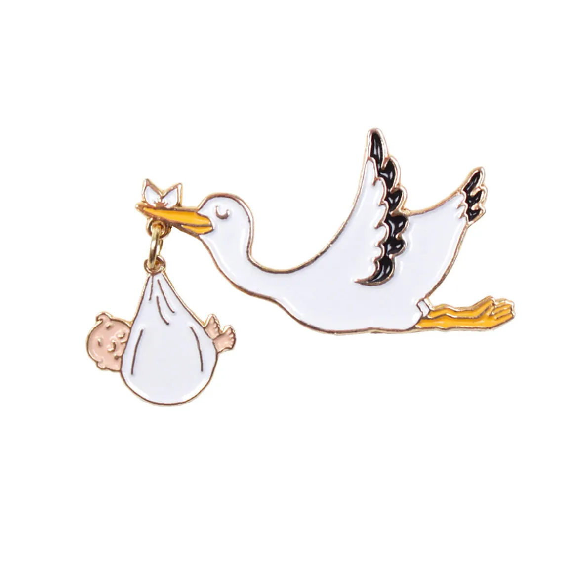 Stork Enamel Pin Badge in White by Coucou Suzette