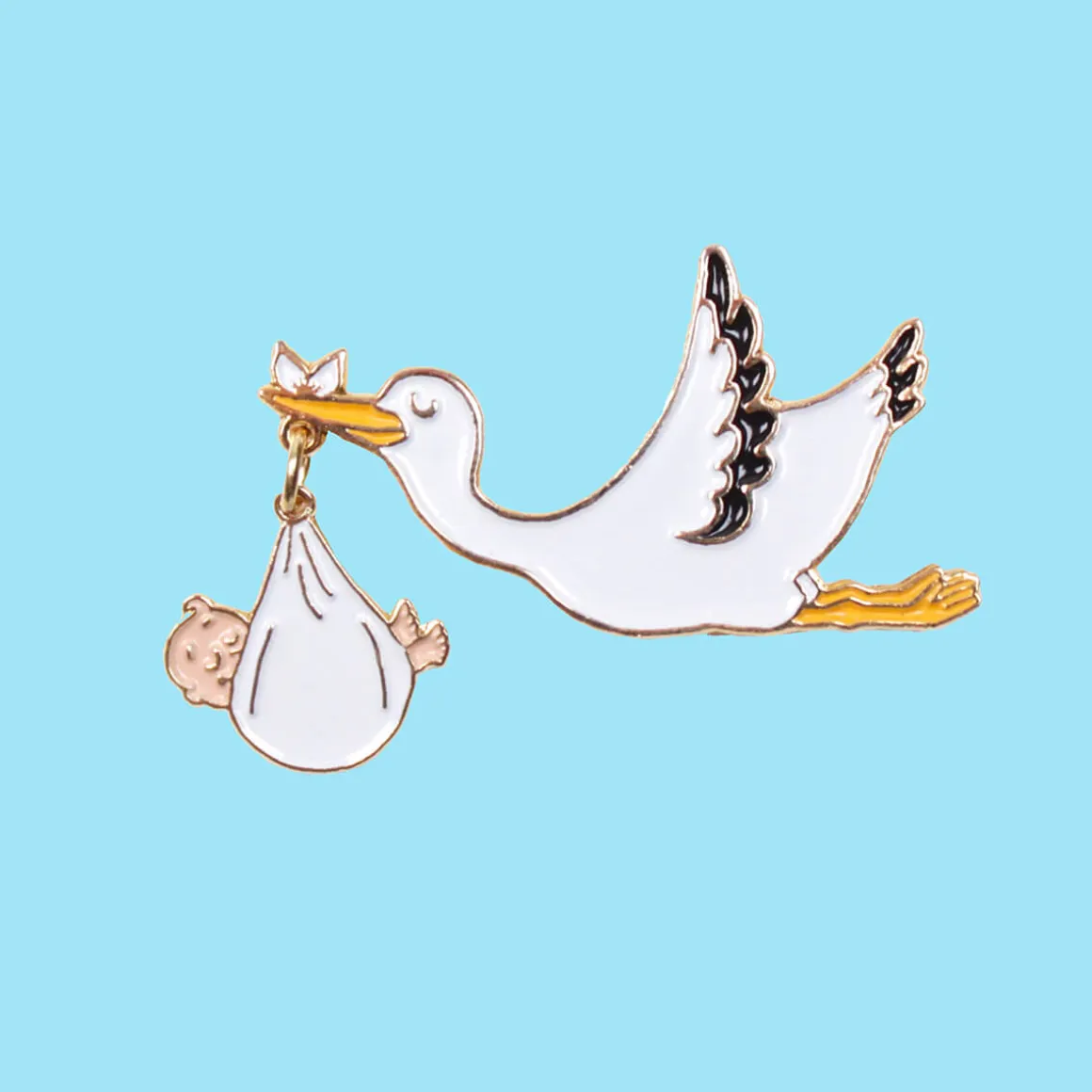 Stork Enamel Pin Badge in White by Coucou Suzette