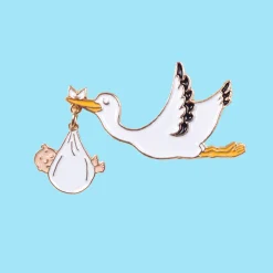Stork Enamel Pin Badge in White by Coucou Suzette