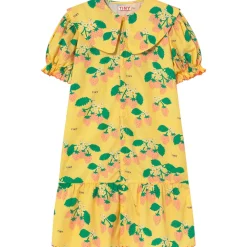 Strawberries Dress in Mellow Yellow by Tinycottons