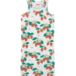 Strawberries Dress in Off White by Tinycottons